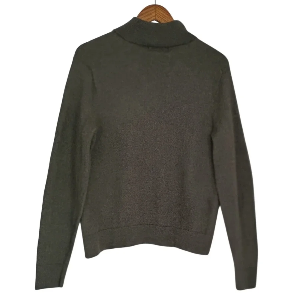 Banana Republic Mens M Tall Gray 100% Italian‎ Merino Wool 1/4 Zip Sweater